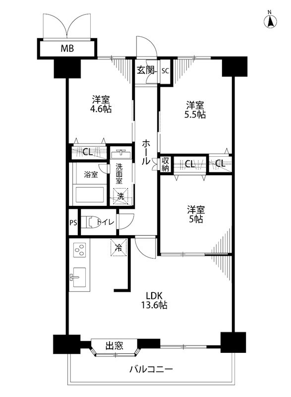 ダイアパレスシアース万代南棟 303号室 間取り図