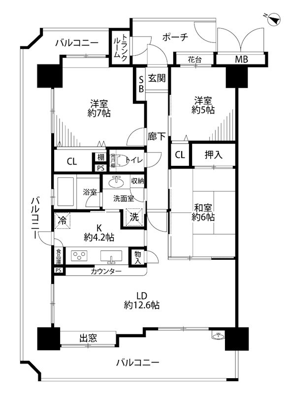 エイルマンション新潟駅南ロゼア 1410号室 間取り図