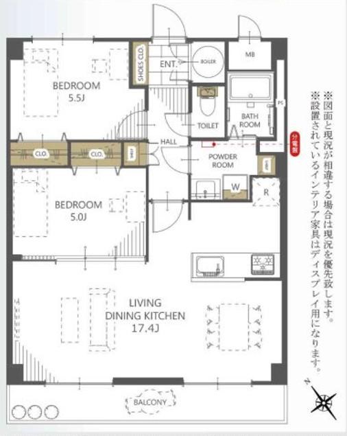 コープ野村万代 1108号室 間取り図