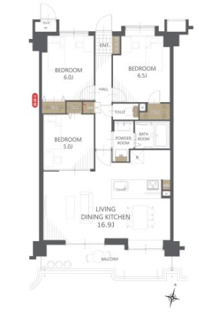 ダイアパレス女池 302号室 間取り図