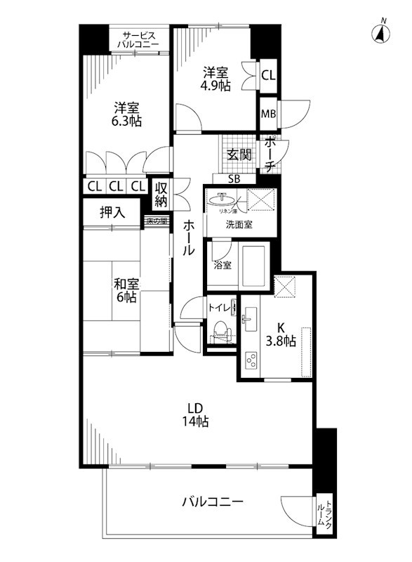 エコアーデ弁天橋 603号室 間取り図