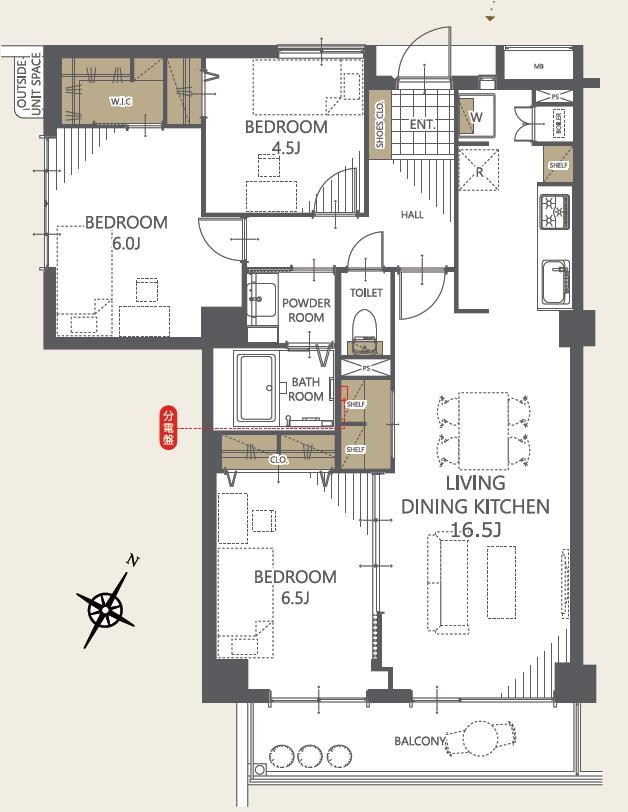 ダイアパレスロイヤルシティ東幸町　西棟 513号室 間取り図