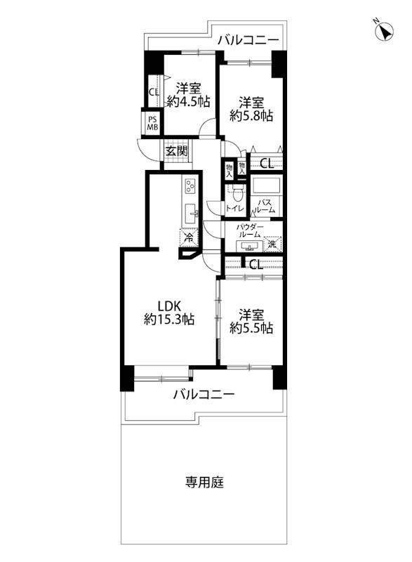 シャルマンコーポ駅南 102号室 間取り図