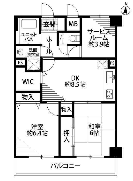 ダイアパレス沼垂四ツ角 405号室 間取り図