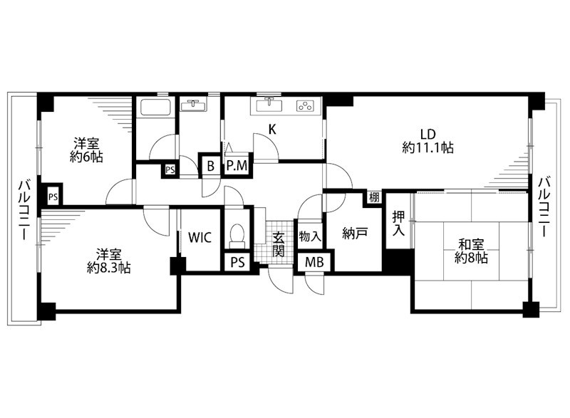 プレジデント寄居 405号室 間取り図