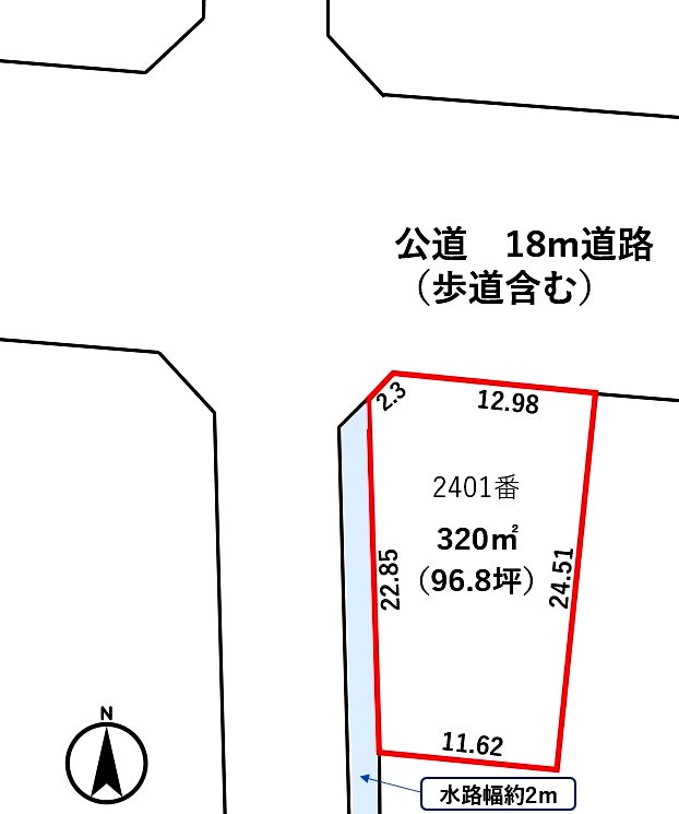 福井市上野本町4丁目 間取図・土地図
