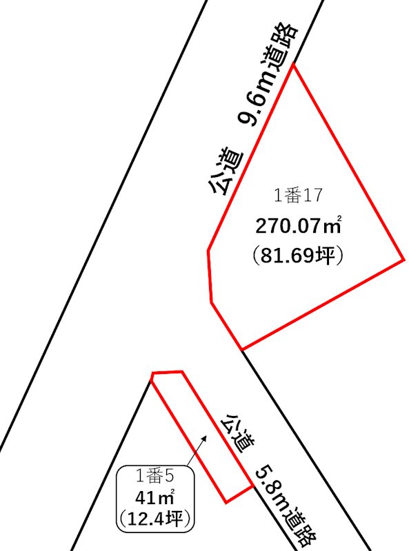 坂井市三国町黒目20字1番5，20字1番17 間取図・土地図