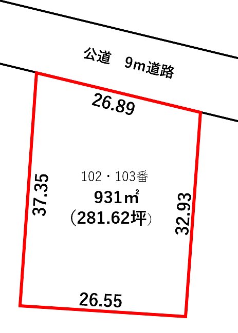 坂井市丸岡町猪爪3丁目　売地 間取図・土地図