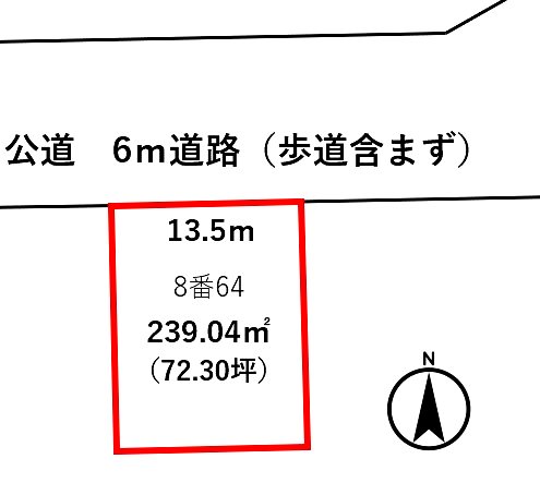 越前市広瀬町　売地（8番64） 間取図・土地図