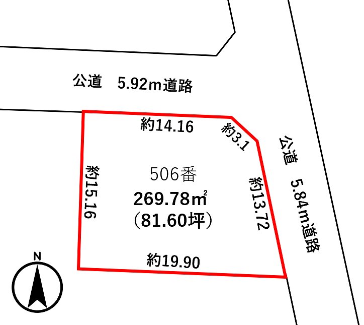 福井市栗森町浜　売地 間取図・土地図