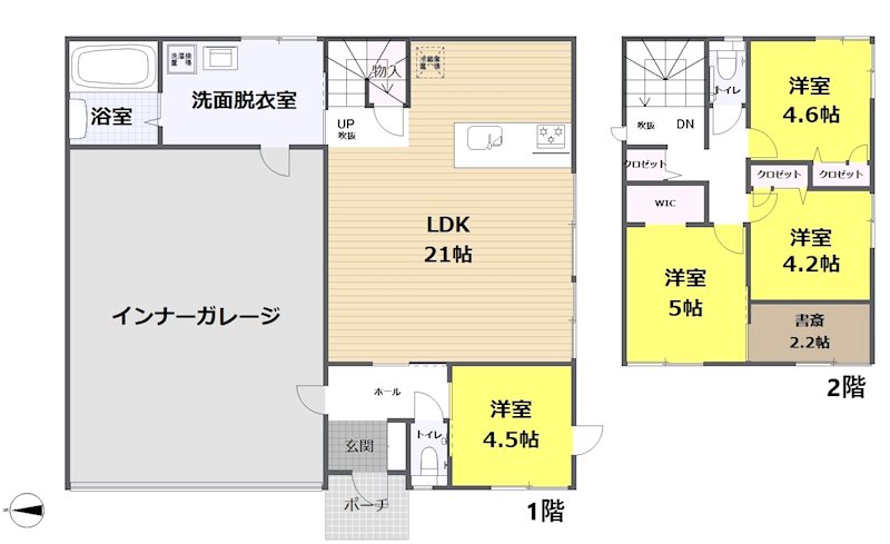 坂井市春江町針原　中古戸建 間取図・土地図