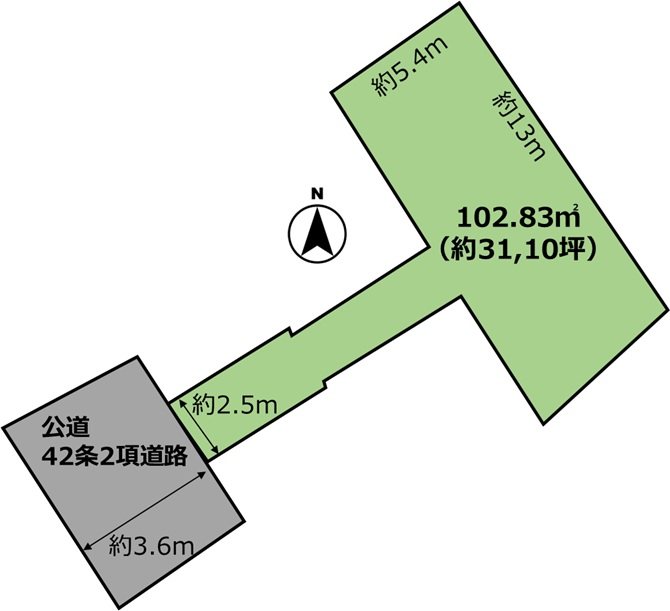 川崎市宮前区犬蔵1丁目（古家付き土地） 間取図・土地図