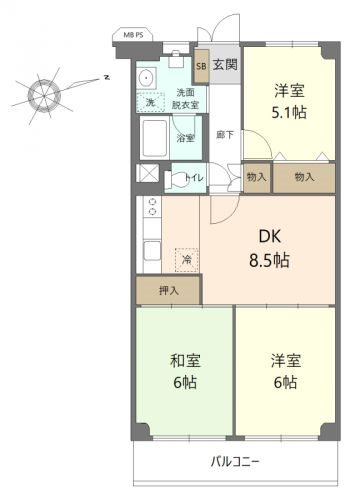 読売ランド前ハイデンス 間取図・土地図