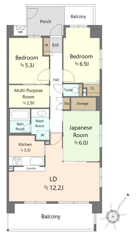 仲町台パークヒルズ6号棟 間取図・土地図