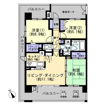 セレッソコート甲子園ゼファー 間取図・土地図