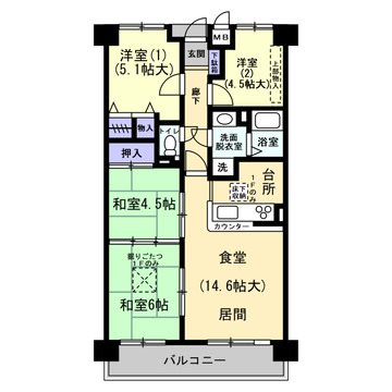 ファミールハイツ八尾A棟 間取図・土地図