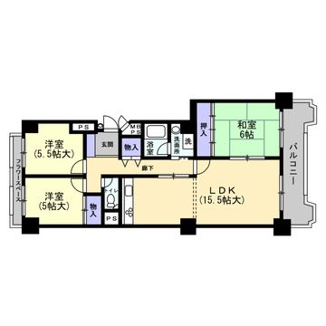 朝日プラザ千里B棟 間取図・土地図