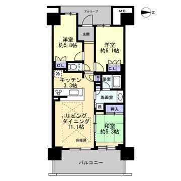 ビックカーサ堺しらさぎ駅前casaB 間取図・土地図