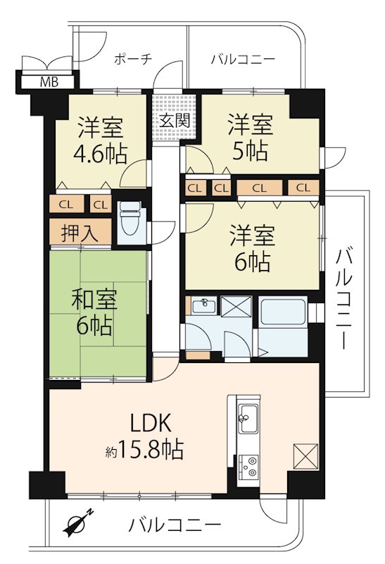 レイクイーストCITY壱番館グレーシィ稲枝Ⅱ期棟 217号室 間取り図