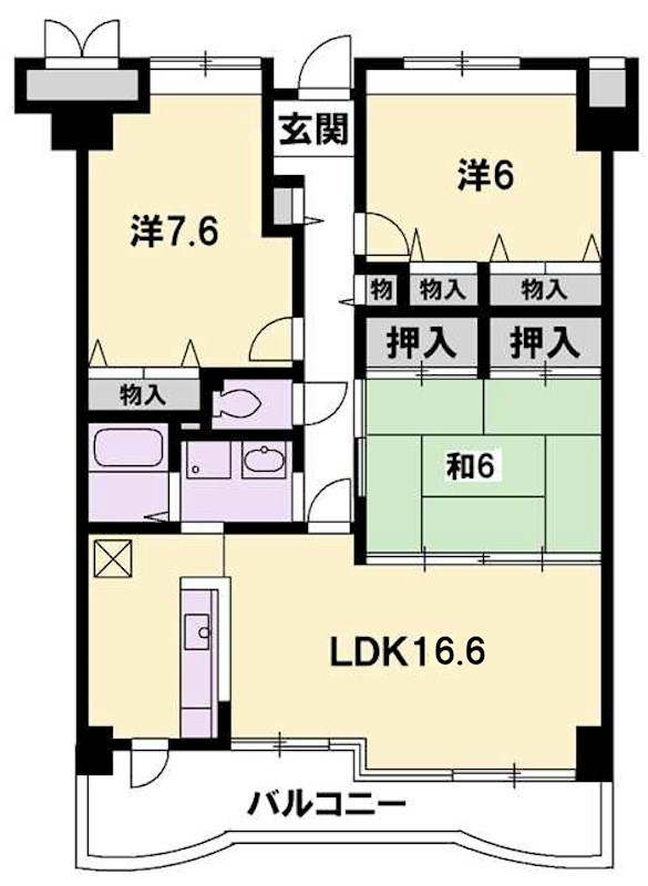 レークパレス大津堅田 207号室 間取り図