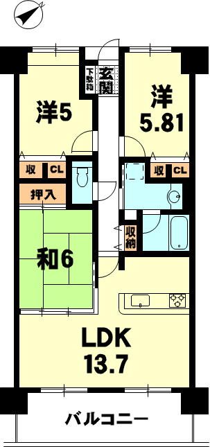 ファミールハイツ草津Ⅰ番館 間取り図