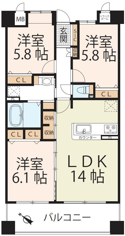 フォルクローレ瀬田   704号室 間取り図