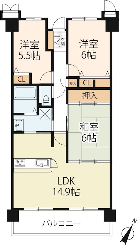 ヴィルヌーブ野洲  間取り図