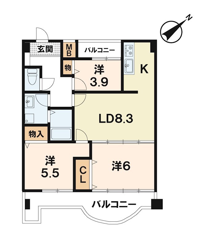 グラン・ドムール大津堅田 205号室 間取り図