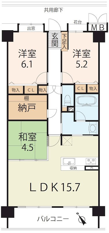 シャルマンコーポレイクシティ瀬田  418号室 間取り図