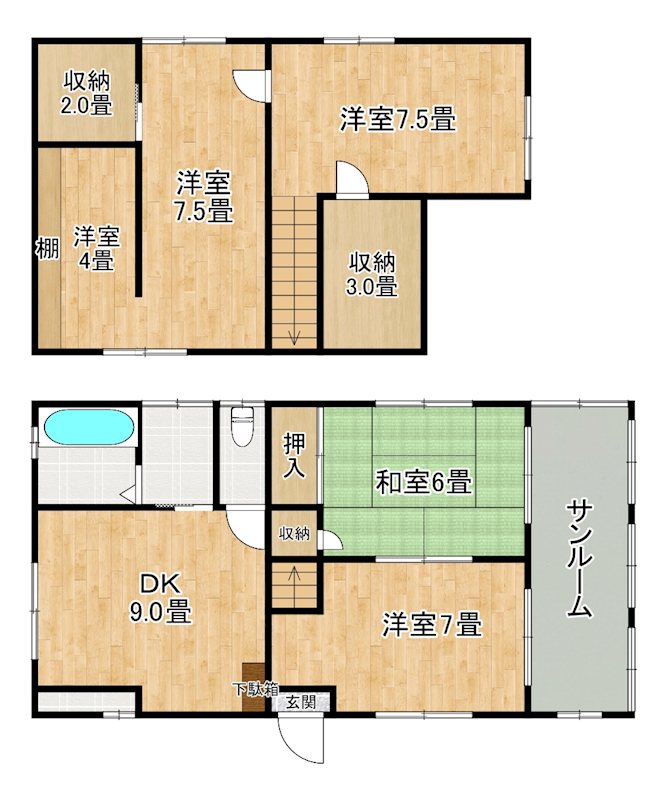 鉾田市二重作　【中古戸建】 間取図・土地図
