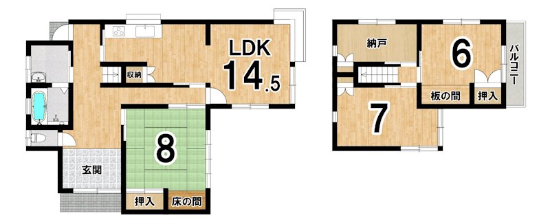 石岡市若松３丁目　【中古住宅】 間取図・土地図