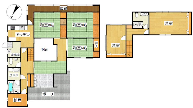石岡市旭台　【中古住宅】 間取図・土地図