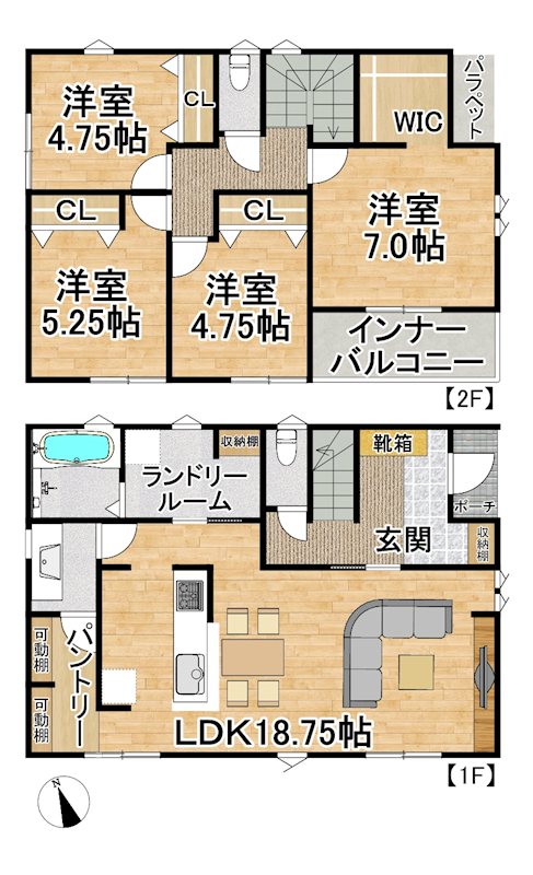 【限定1棟】　小美玉市江戸1期  間取図・土地図