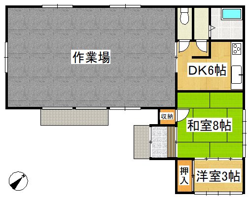 【リフォーム予定】鉾田市串挽中古物件〈作業所兼居宅〉 間取図・土地図