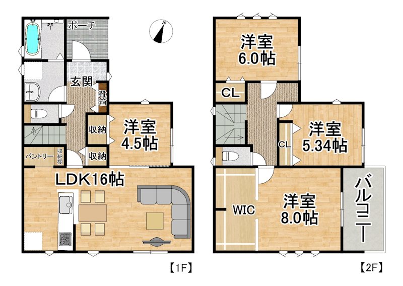 【全8棟】　かすみがうら市下稲吉2期 　8号棟 間取図・土地図
