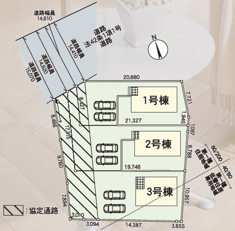 【全3棟】　小美玉市羽刈第3　3号棟  間取図・土地図