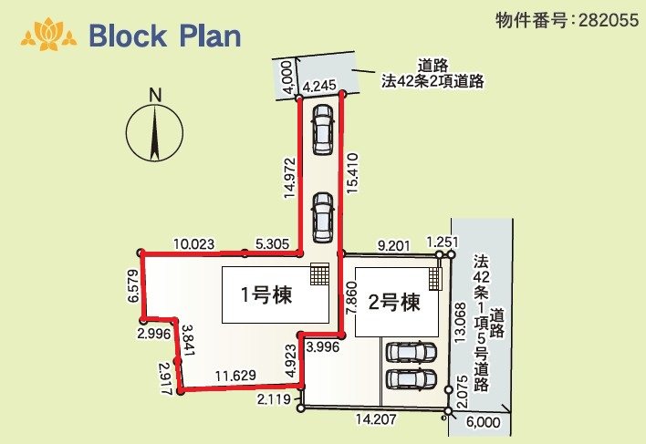【全2棟】　石岡市若松第8　1号棟 間取図・土地図
