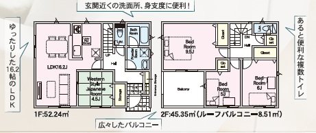 【全3棟】小美玉市羽鳥第13　2号棟  間取図・土地図