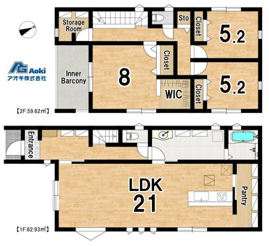 【全2棟】石岡市旭台１期　2号棟 間取図・土地図