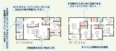 【開発分譲地内】笠間市旭町第13-3号棟 間取図・土地図