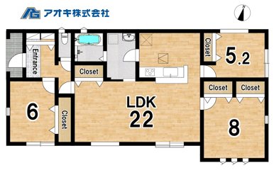 【全2棟平屋】　第1かすみがうら市下稲吉　1号棟 間取図・土地図
