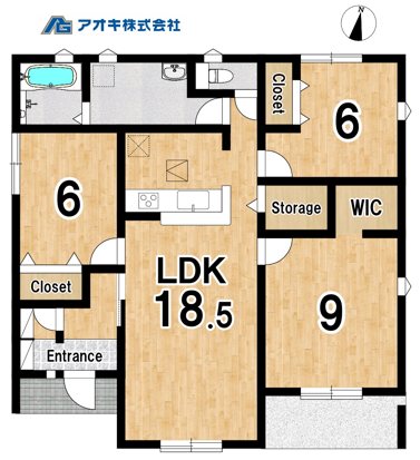 【全2棟平屋】　第1かすみがうら市下稲吉　2号棟 間取図・土地図