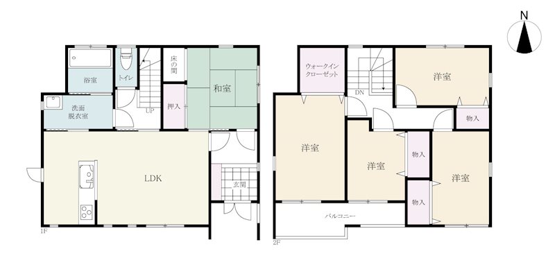 中古住宅　(福岡県久留米市） 間取図・土地図