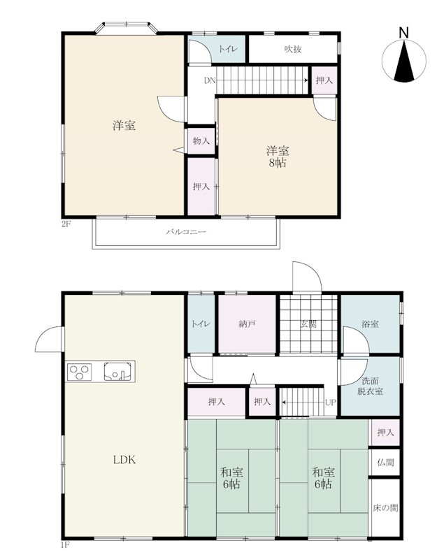 中古住宅　(福岡県大牟田市） 間取図・土地図