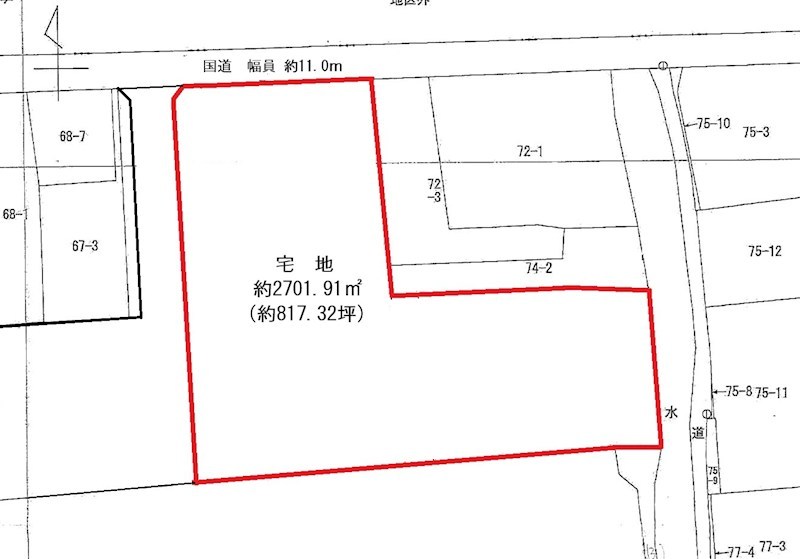 売倉庫・貸地（芦刈町芦溝） 間取図・土地図