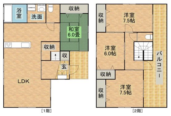 那須郡那須町寺子丙81番地23　中古住宅 間取図・土地図