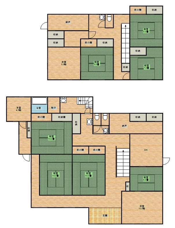 那須塩原市東町64番地1　中古住宅 間取図・土地図