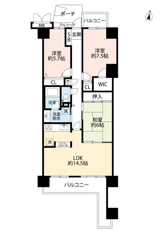 東急ドエルアルス枚方桜丘A棟 間取り図