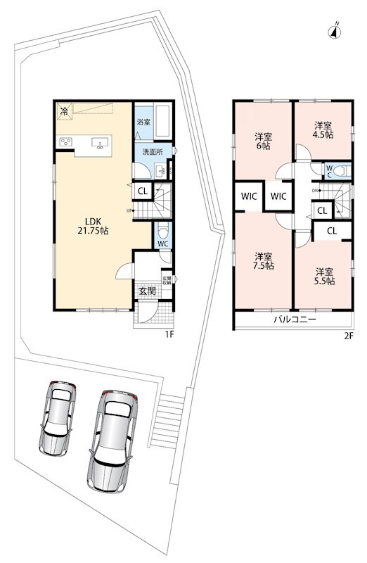 八幡市八幡石不動　第1期　2号地 間取図・土地図