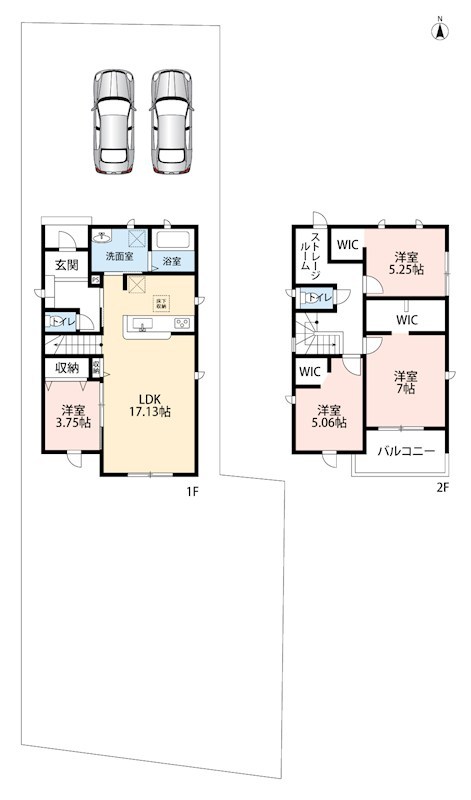 一宮市北方町　2号地 間取図・土地図